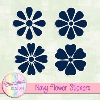 free navy flower stickers