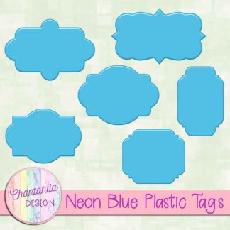 Free neon blue plastic tag design elements