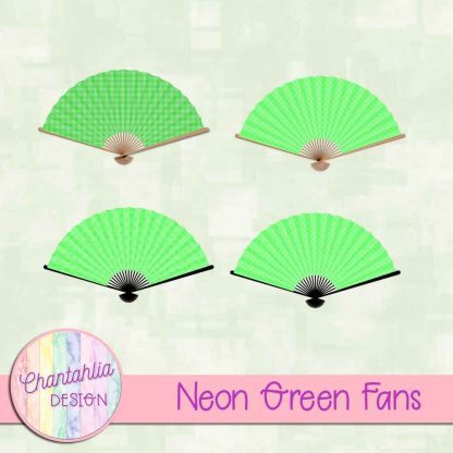 Free neon green fan design elements