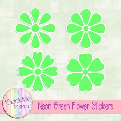 free neon green flower stickers
