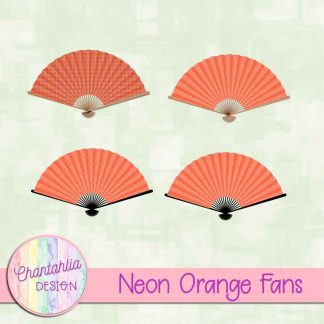 Free neon orange fan design elements
