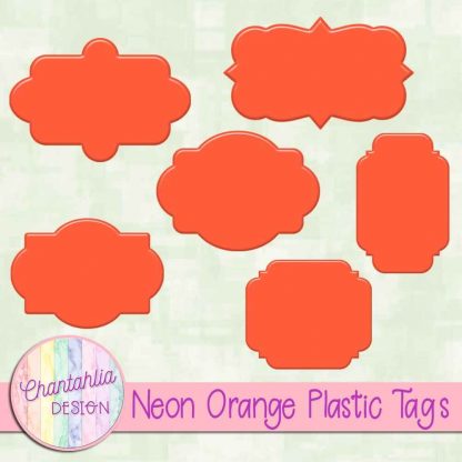 Free neon orange plastic tag design elements