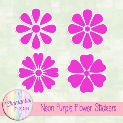free neon purple flower stickers
