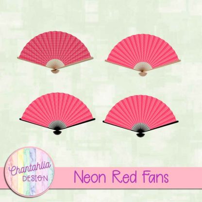Free neon red fan design elements