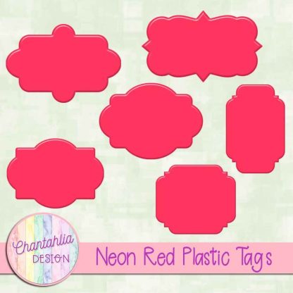 Free neon red plastic tag design elements