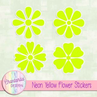 free neon yellow flower stickers