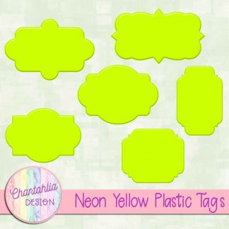 Free neon yellow plastic tag design elements