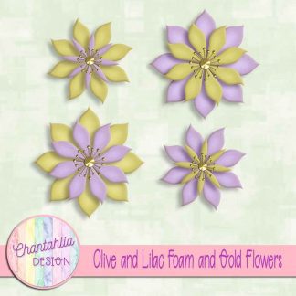 free olive and lilac foam and gold flowers