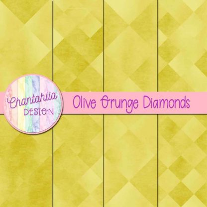 Free digital papers in olive grunge diamonds designs.