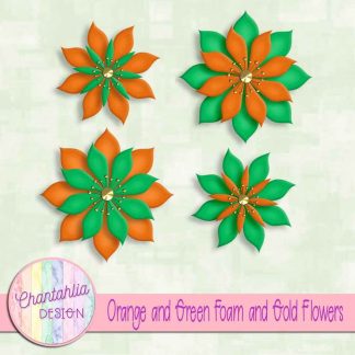 free orange and green foam and gold flowers