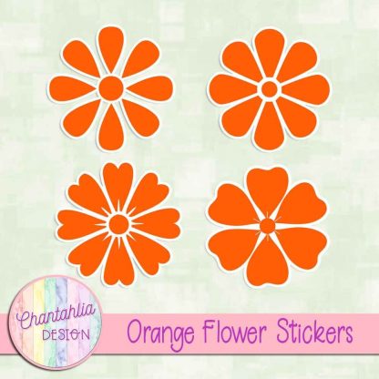 free orange flower stickers