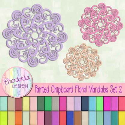 free floral mandala design elements in a painted chipboard style