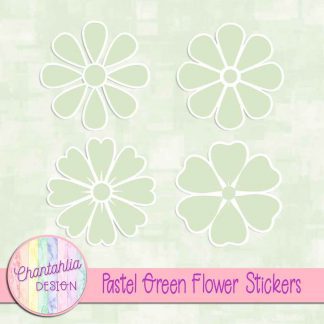 free pastel green flower stickers