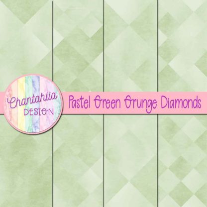 Free digital papers in pastel green grunge diamonds designs.