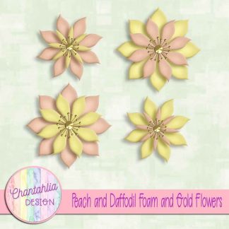 free peach and daffodil foam and gold flowers