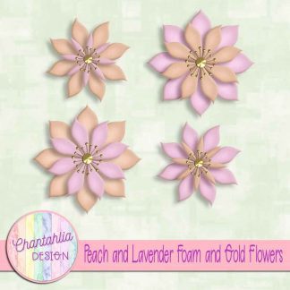 free peach and lavender foam and gold flowers