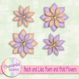 free peach and lilac foam and gold flowers
