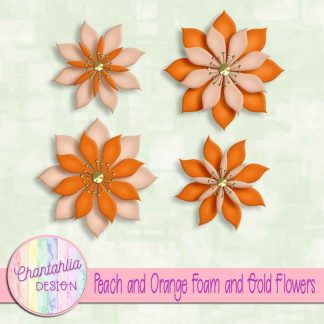 free peach and orange foam and gold flowers