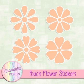 free peach flower stickers