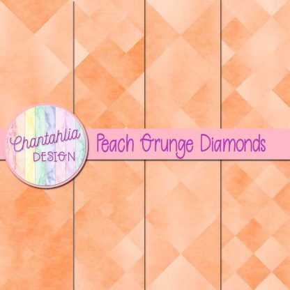Free digital papers in peach grunge diamonds designs.