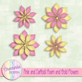 free pink and daffodil foam and gold flowers