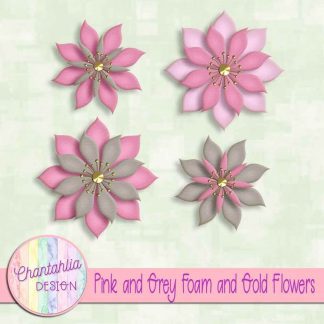 free pink and grey foam and gold flowers