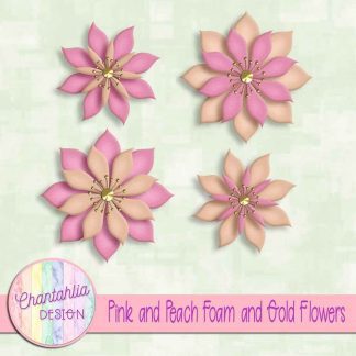 free pink and peach foam and gold flowers