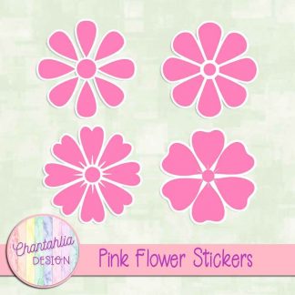free pink flower stickers