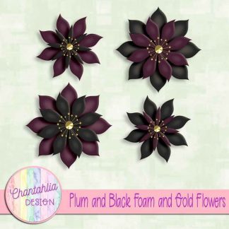 free plum and black foam and gold flowers