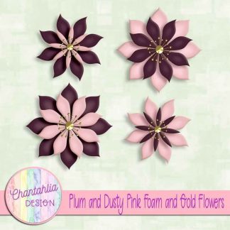 free plum and dusty pink foam and gold flowers