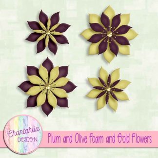 free plum and olive foam and gold flowers