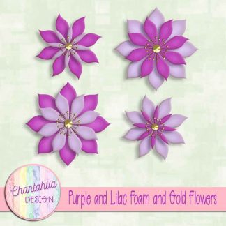 free purple and lilac foam and gold flowers
