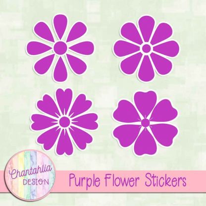 free purple flower stickers