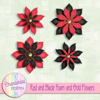 free red and black foam and gold flowers