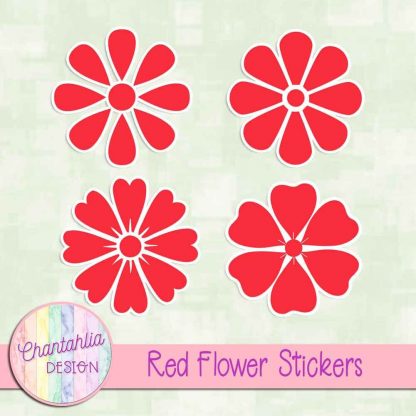 free red flower stickers