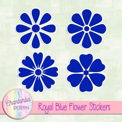 free royal blue flower stickers