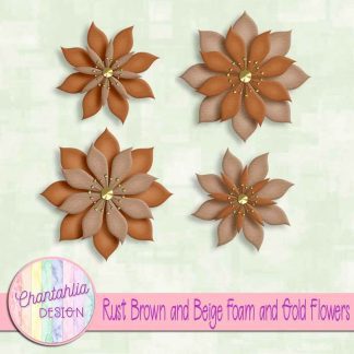 free rust brown and beige foam and gold flowers