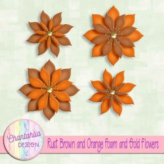 free rust brown and orange foam and gold flowers