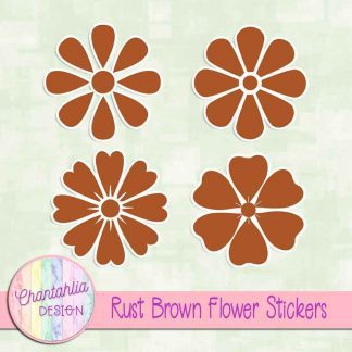 free rust brown flower stickers