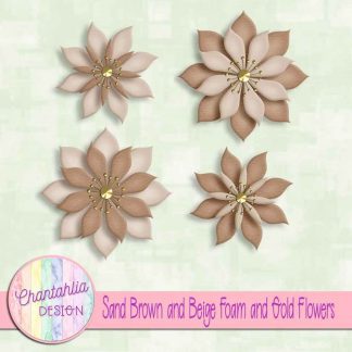 free sand brown and beige foam and gold flowers