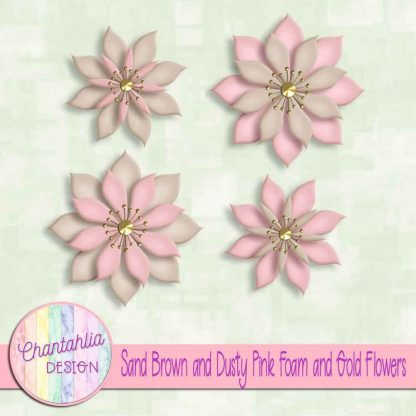free sand brown and dusty pink foam and gold flowers