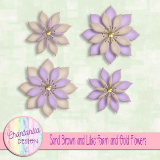 free sand brown and lilac foam and gold flowers