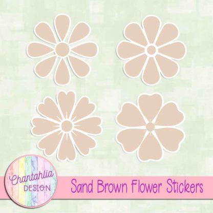 free sand brown flower stickers