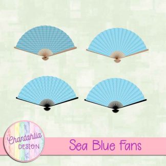 Free sea blue fan design elements