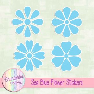 free sea blue flower stickers