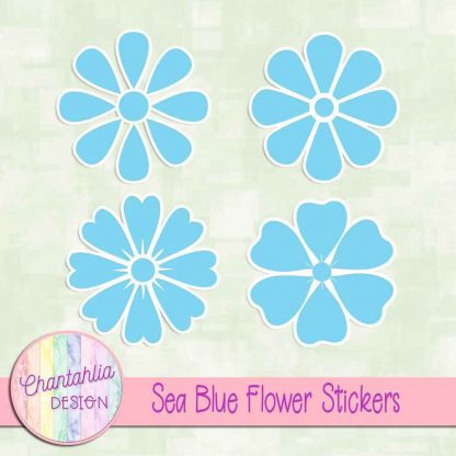 free sea blue flower stickers