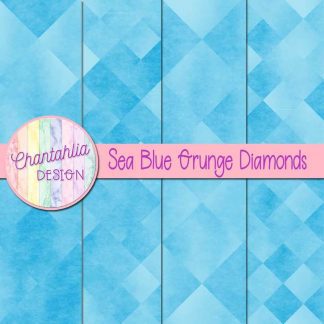 Free digital papers in sea blue grunge diamonds designs.