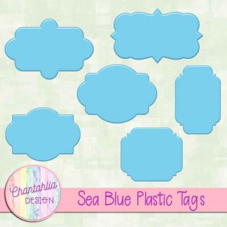 Free sea blue plastic tag design elements