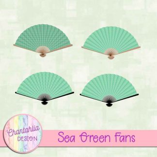 Free sea green fan design elements