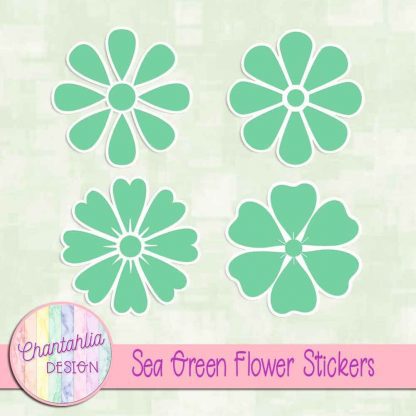 free sea green flower stickers